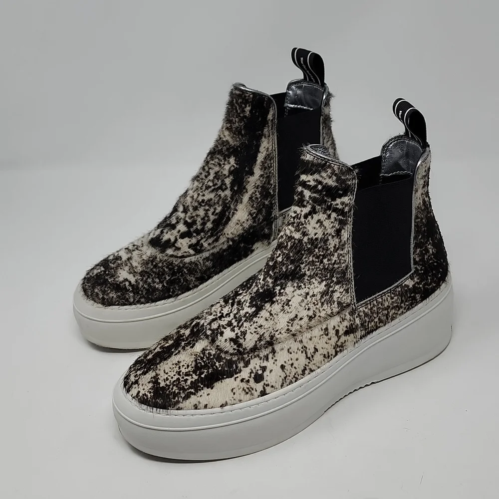 P448 Lucy Calf Hair High Top Platform Pull On  Sneaker Size 37
